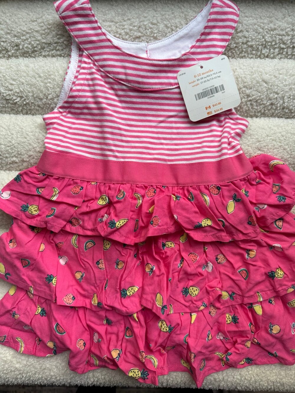 NWT Gymboree fruit print/striped tank dress 6-12 months